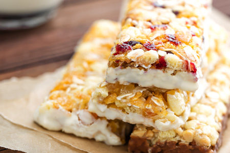 Nutrition granola bars with cranberries, oats, and yogurt